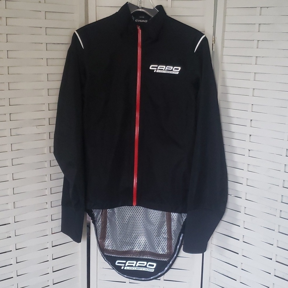 Capo Lombardia L black long tail/pocket cycling woman rain jacket jacket size L